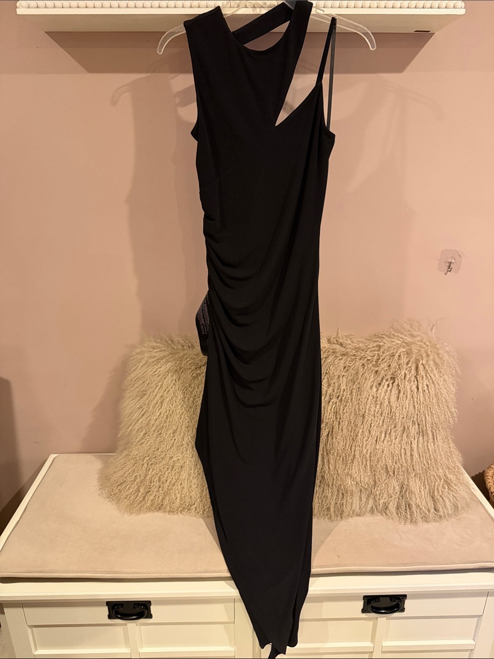 BCBGMaxAzria Black Asymmetrical One-Shoulder Dress